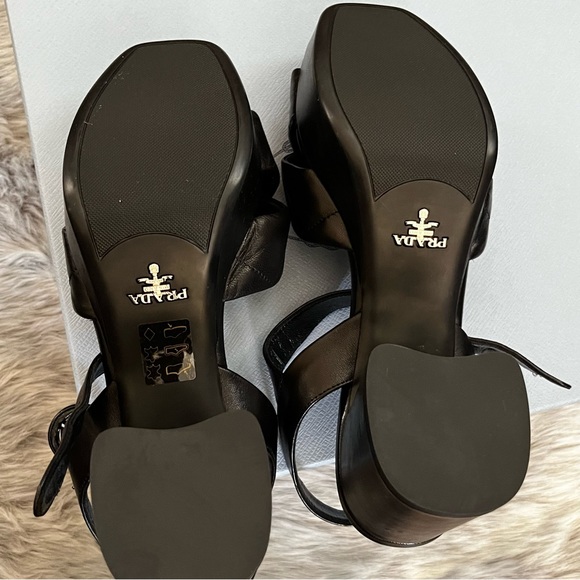 Prada Nappa Leather Platform Sandals Authentic Like New Size 37 1/2 US 7.5 - Picture 11 of 16